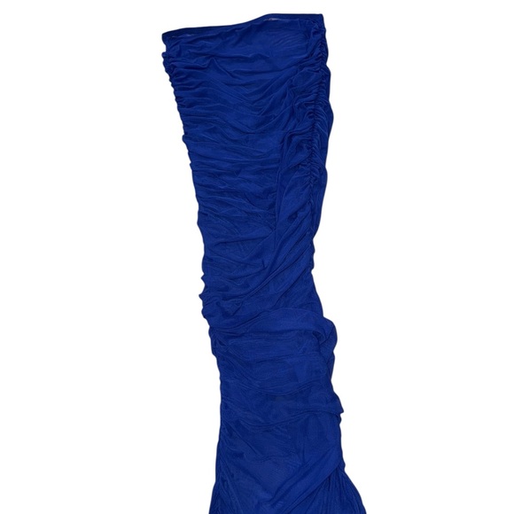 Good American Mesh Ruched Maxi Skirt Capri Blue Size Medium NWOT - Picture 5 of 10